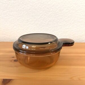 Corning Vision Ware Pyrex Grab-It Bowl V-150-B Glass with Lid P-150-C Amber EUC